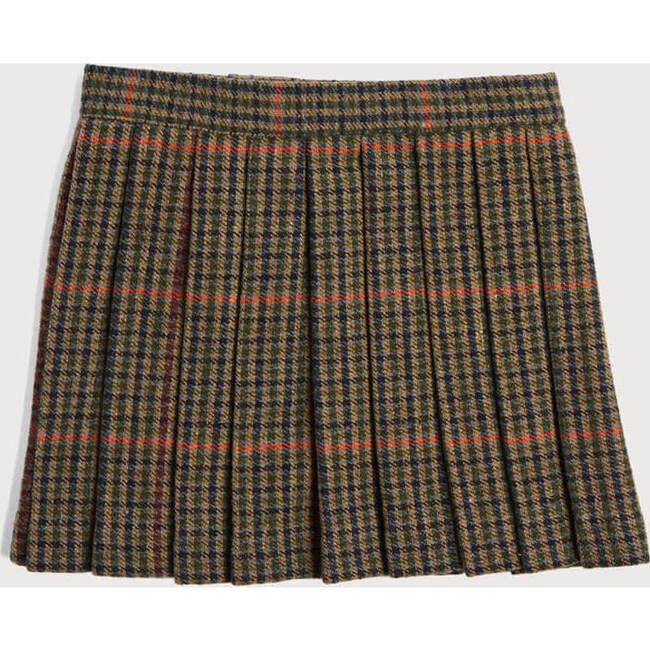 Checked Tweed Pleated Leather Buckled Kilt, Brown - Skirts - 6