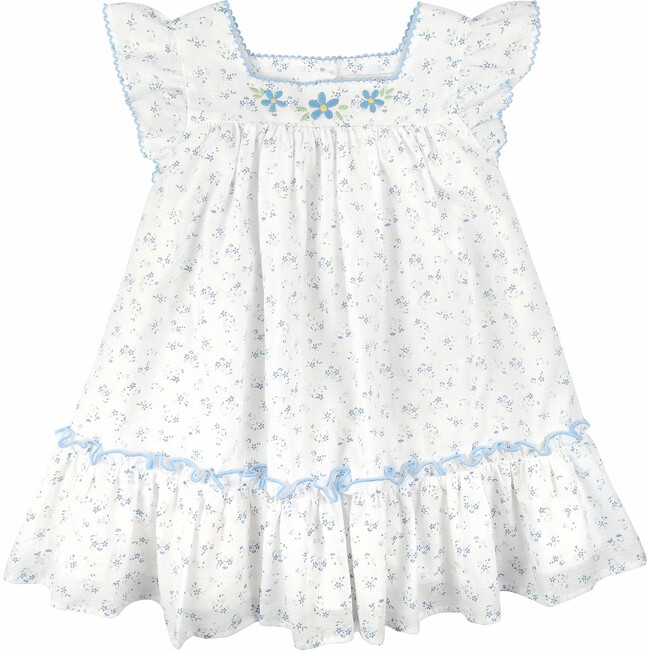 Ditsy Floral Ruffle Dress, Blue