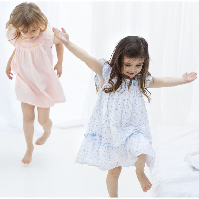 Ditsy Floral Ruffle Dress, Blue - Dresses - 2
