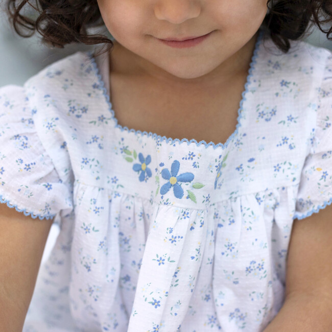 Ditsy Floral Ruffle Dress, Blue - Dresses - 3