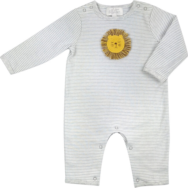 Crochet Leo Lion Stripe Babygro, Grey