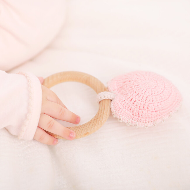 Crochet Sweet Heart Ring Rattle, Multicolors - Rattles - 2