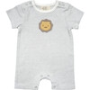 Applique Leo Lion Stripe Baby Vest, Grey - Rompers - 1 - thumbnail