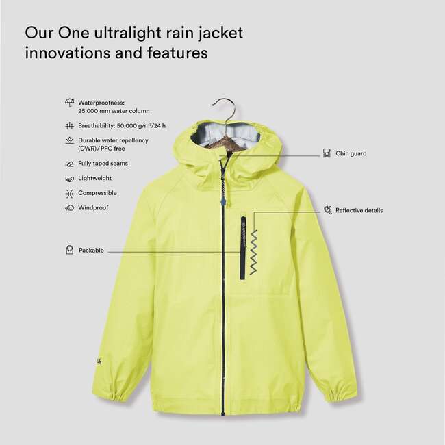 One Ultralight Rain Jacket, Lime - Raincoats - 3