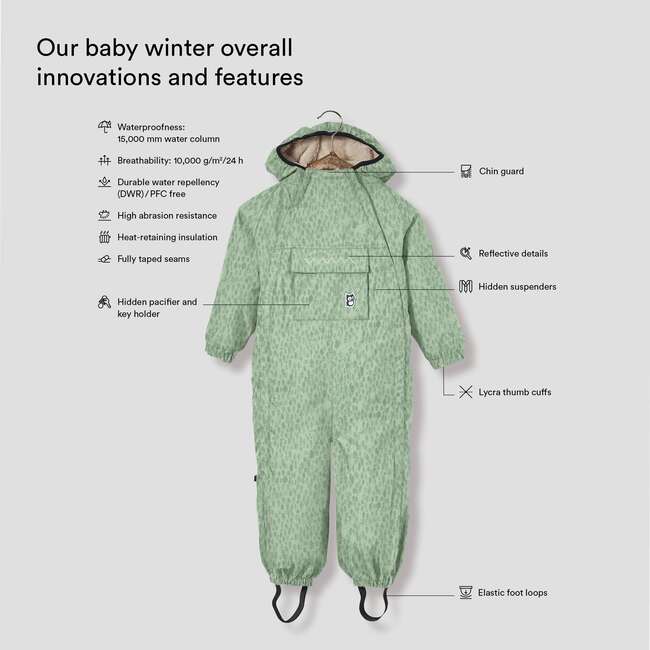 Forest Zack Baby Winter Overall, Mint Ice - Bunting - 3