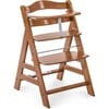 Alpha+ Grow Along Adjustable Beechwood Wooden High Chair Seat + 5-Point Harness & Bumper Bar, Natural Walnut Finish - Highchairs - 1 - thumbnail