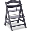 Alpha+ Grow Along Adjustable Beechwood Wooden High Chair Seat + 5-Point Harness & Bumper Bar, Dark Grey - Highchairs - 1 - thumbnail