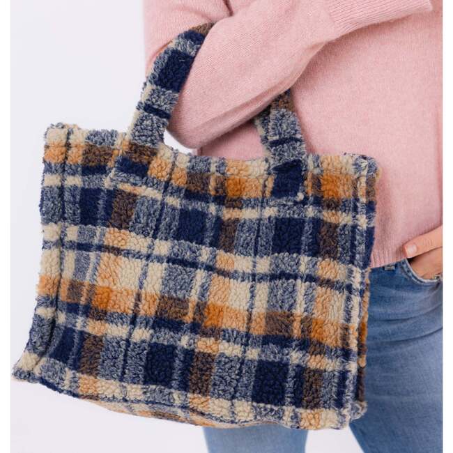 Small Teddy Tote, Navy Plaid - Bags - 3