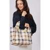 Small Teddy Tote, Neutral Plaid - Bags - 2