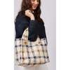 Small Teddy Tote, Neutral Plaid - Bags - 3