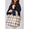 Small Teddy Tote, Neutral Plaid - Bags - 4