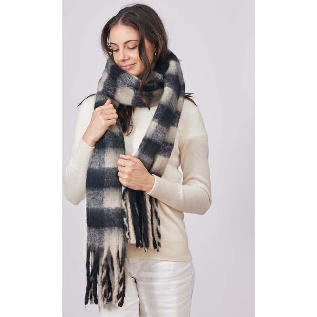 Elle Plaid Scarf, Black Combo - Scarves - 3