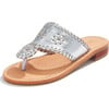 Girls Jacks Flat Sandal, Silver - Sandals - 1 - thumbnail