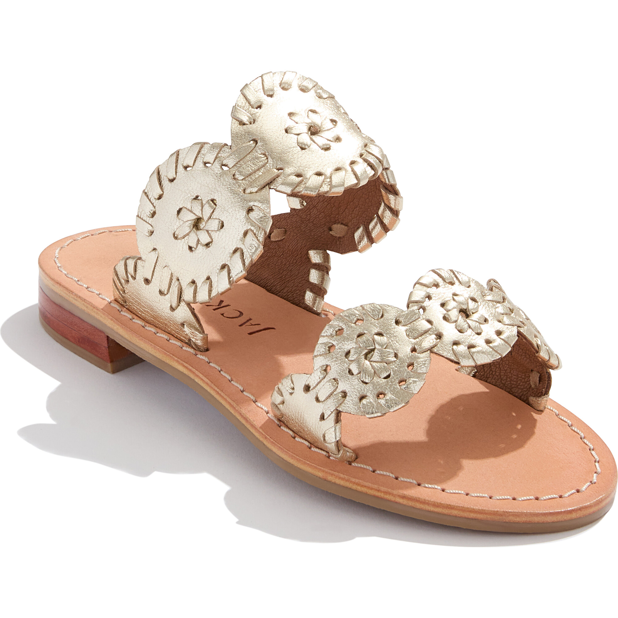 Girls Lauren Flat Sandal, Platinum - Sandals - 1