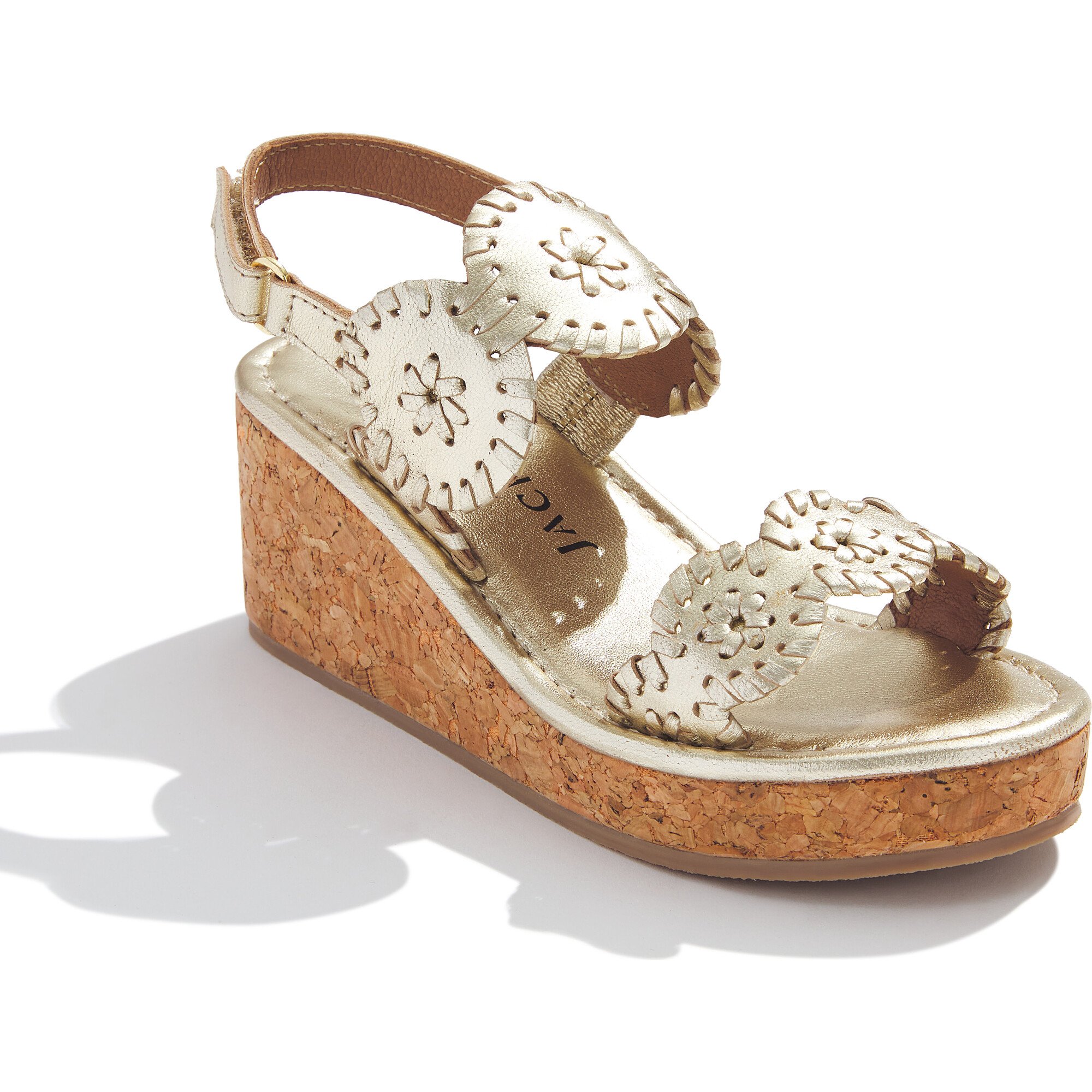 Girls Lauren High Wedge, Platinum - Sandals - 1