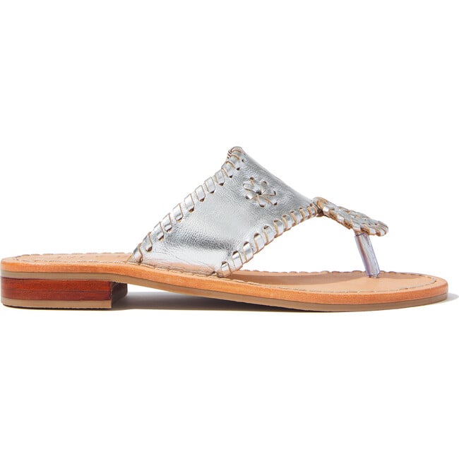 Girls Jacks Flat Sandal, Silver - Sandals - 5