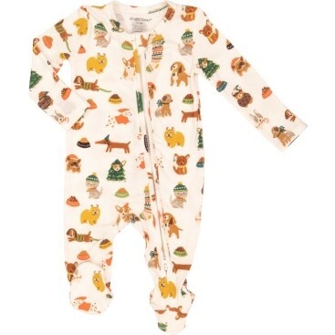 Santa Paws 2 Way Zipper Footie, Ivory - Footie Pajamas - 1