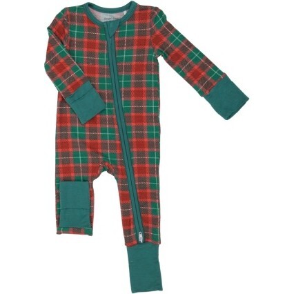 Holiday Plaid 2 Way Zipper Romper, Red