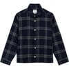 Plaid Long Sleeve Flannel Shirt, Navy - Shirts - 1 - thumbnail