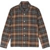 Plaid Long Sleeve Flannel Shirt, Brown - Shirts - 1 - thumbnail