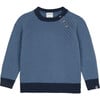 Merino Cashmere Crew Neck Sweater, Blue Denim & Navy - Sweaters - 1 - thumbnail