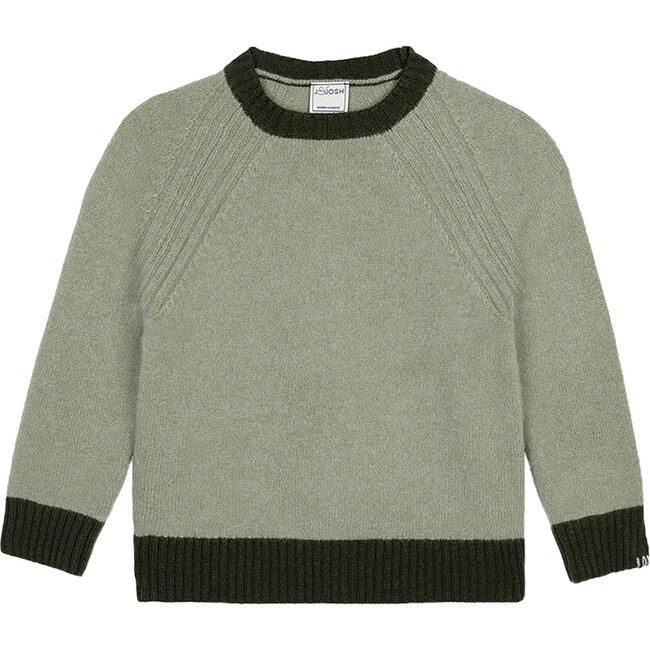 Merino Cashmere Crew Neck Sweater, Khaki & Green
