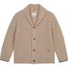 Merino Cashmere Collared Ribbed Cardigan, Beige - Sweaters - 1 - thumbnail