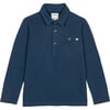 Long Sleeve Polo Shirt, Navy - Polo Shirts - 1 - thumbnail