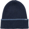 Merino Cashmere Ribbed Rolled-Up Beanie, Navy - Hats - 1 - thumbnail