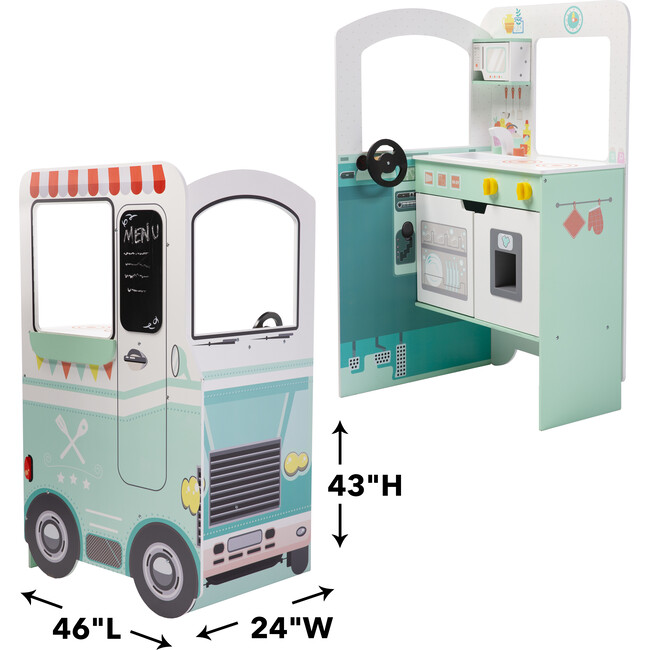 Orders Up Wooden Food Truck Kitchen with 12-Piece Wooden Culinary Play Set - Playhouses - 3
