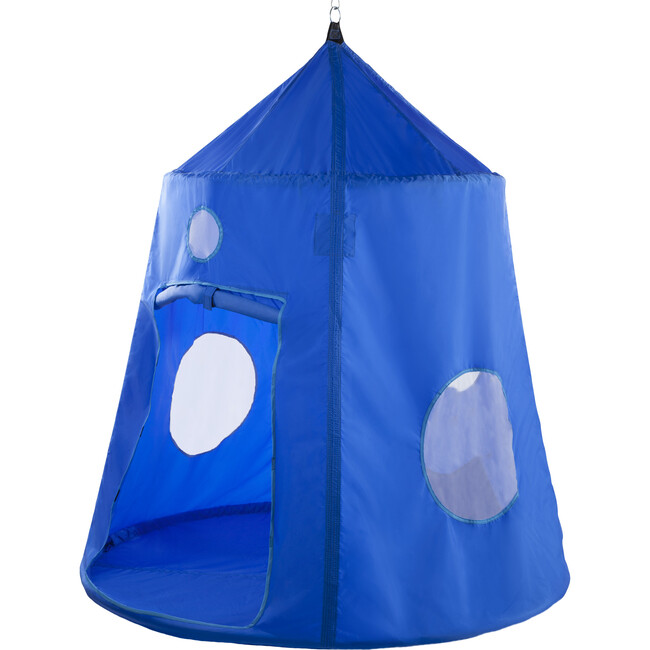 HugglePod HangOut Nylon Family Hanging Tent with Quilted Floor Mat and LED Lights - Blue