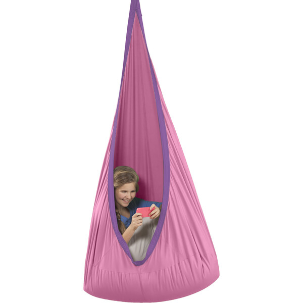 HugglePod Deluxe Canvas Hanging Chair - Pink - Hearthsong Backyard ...