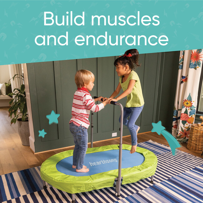 Jump2It Indoor Trampoline with Adjustable Handle - Blue - Activity Gyms - 6