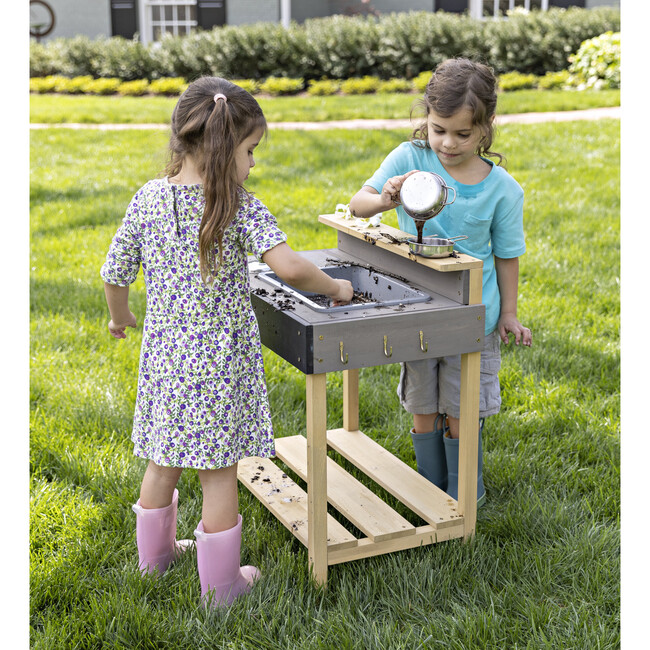 Jr. Chef's Wooden Mud Play Kitchen and Imagination Station with Metal Accessories - Water Toys - 6