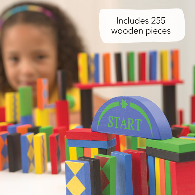 Classic 255-Piece Wooden Domino Race Set - Games - 3