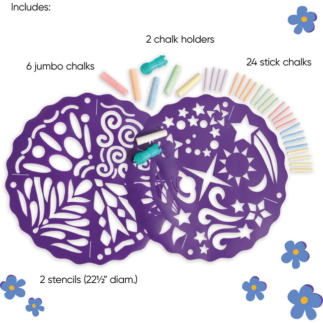 ChalkScapes Mandalas Sidewalk Stencils Chalk Art Kit - Stars and Geometry - Bubbles/Chalk - 3