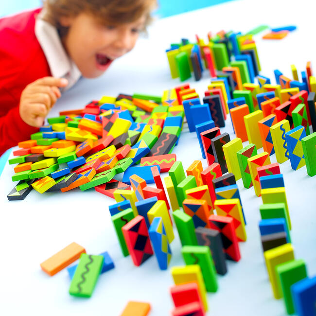 Classic 255-Piece Wooden Domino Race Set - Games - 5