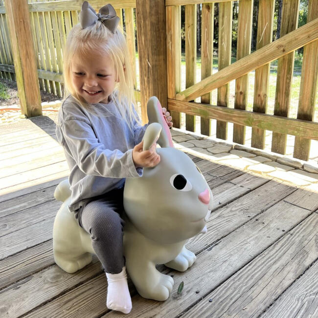 Bouncy Inflatable Animal Jump-Along - Grey Bunny - Outdoor Games - 2