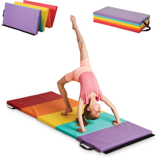 5-Panel Folding Gymnastics Tumbling Mat - Rainbow
