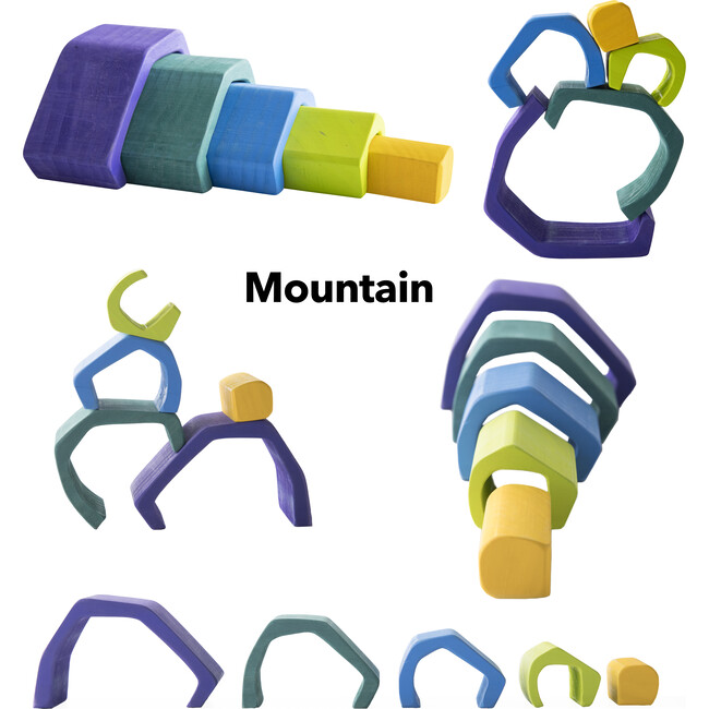 5-Piece Wooden Stackable Nesting Blocks Play Set - Mountain - Blocks - 4
