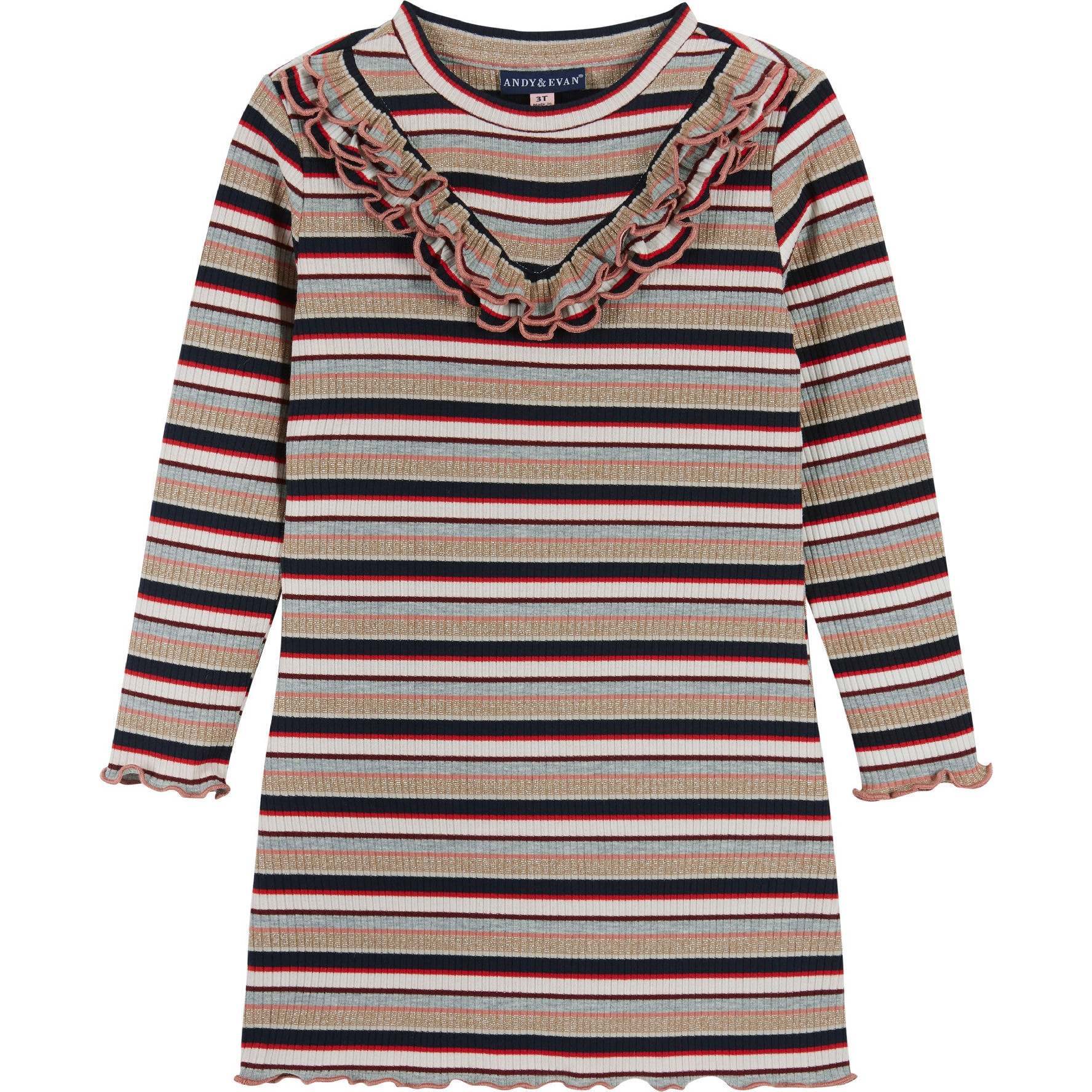 Stirped Multicolor Lurex Rib Knit Dress - Dresses - 1
