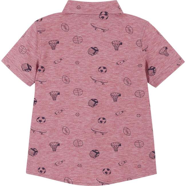 Sports Print Short Sleeve Knit Buttondown shirt - Button Downs - 3