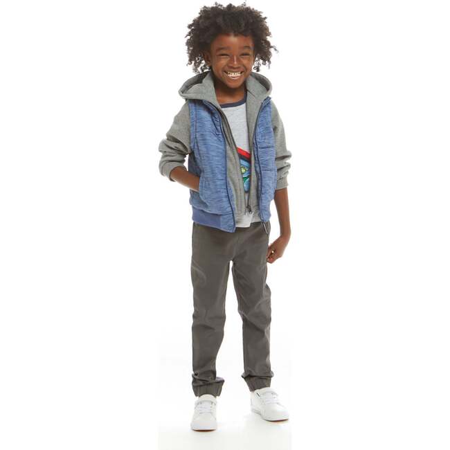 Textured Blue & Grey Hoodie/Vest Combo - Jackets - 2