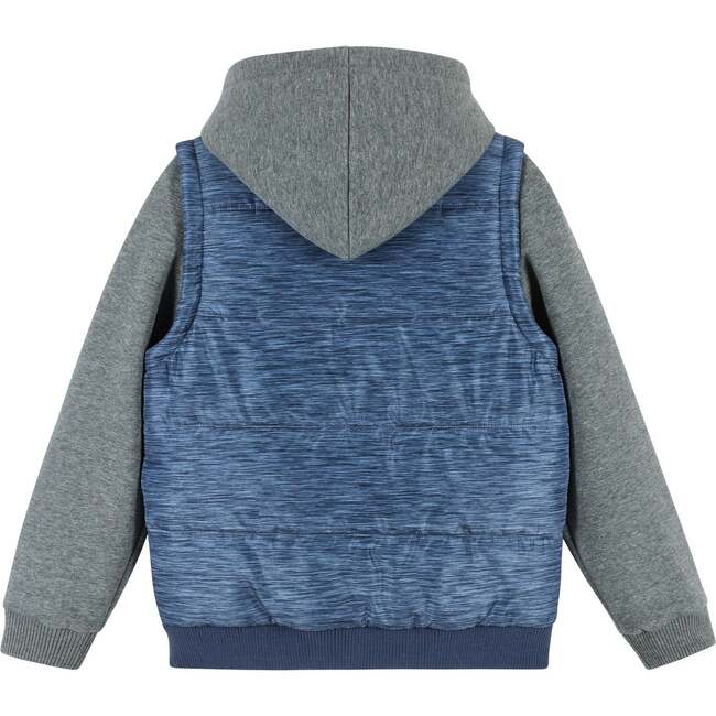 Textured Blue & Grey Hoodie/Vest Combo - Jackets - 3