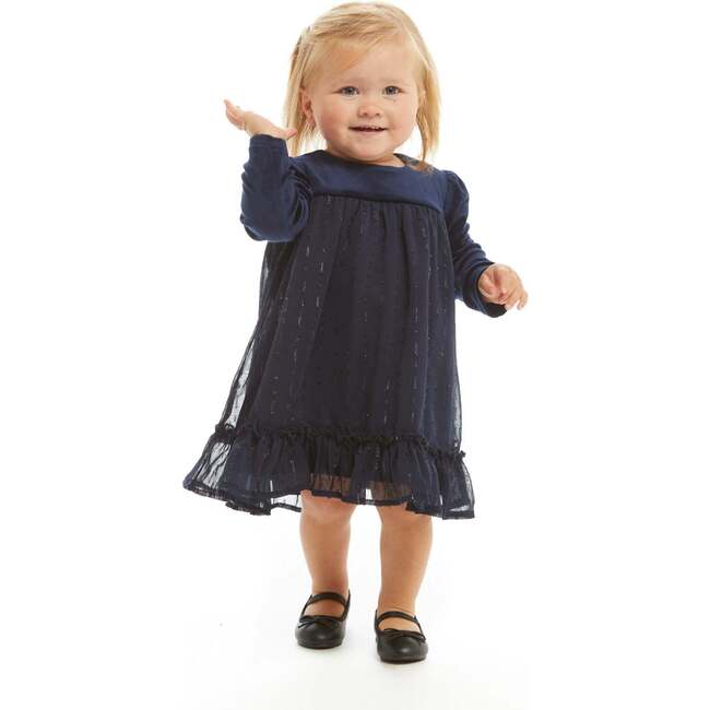 Starry Elegance Holiday Dress, Navy - Dresses - 6