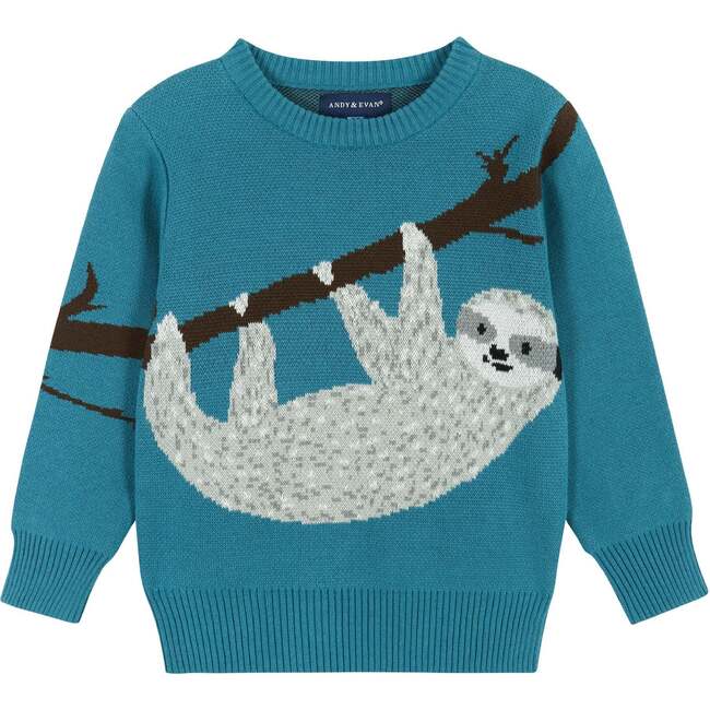 Sloth Intarsia Sweater, Teal