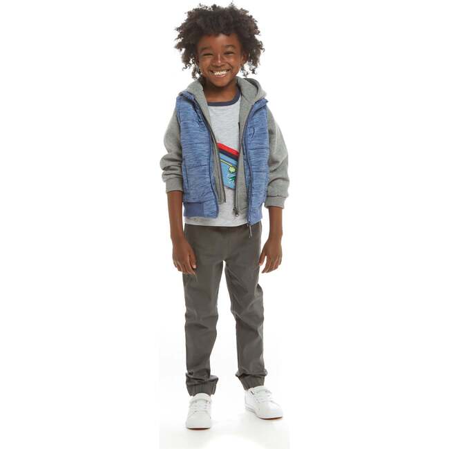 Textured Blue & Grey Hoodie/Vest Combo - Jackets - 5