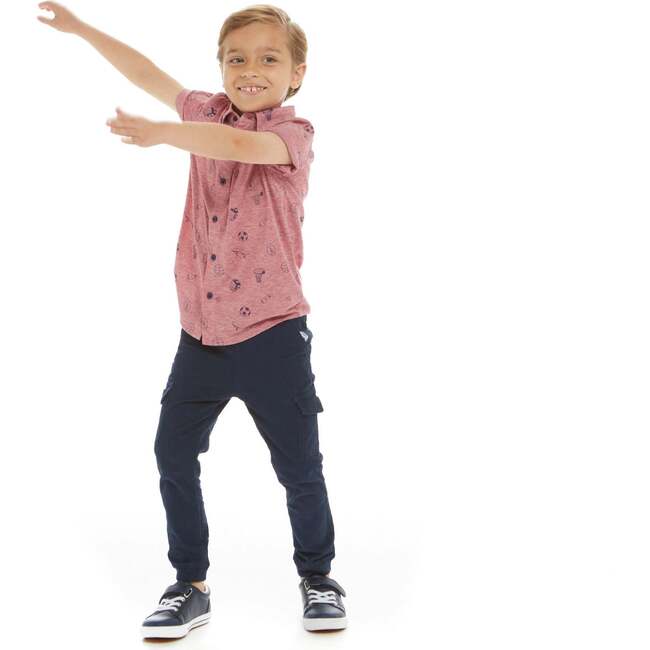 Sports Print Short Sleeve Knit Buttondown shirt - Button Downs - 6