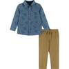 Skateboarding Dino Chambray Buttondown Set - Mixed Apparel Set - 1 - thumbnail