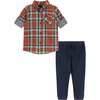 Rust Plaid Two-Faced Buttondown Set - Mixed Apparel Set - 1 - thumbnail